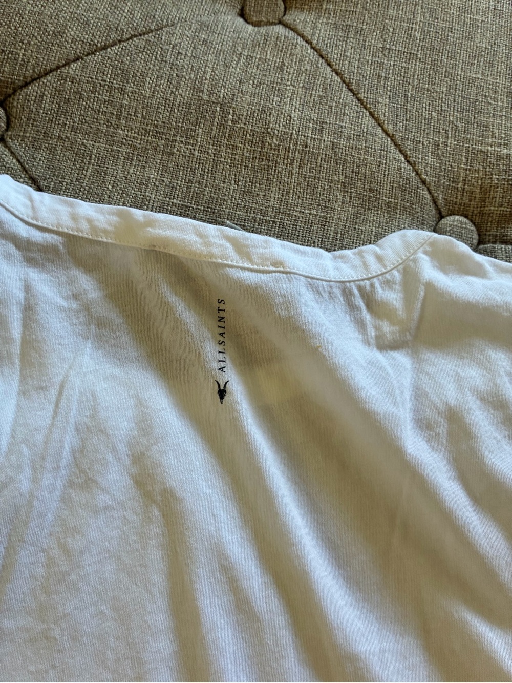 AllSaints White Crewneck Short Sleeve Tee - Picture 3 of 3